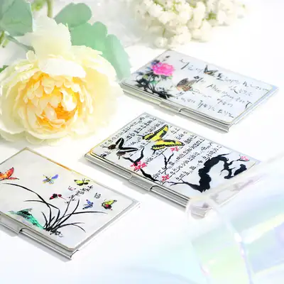 Mother-of-Pearl Business Card Case N (Choice of Design) - Ideal Gift for International Buyers