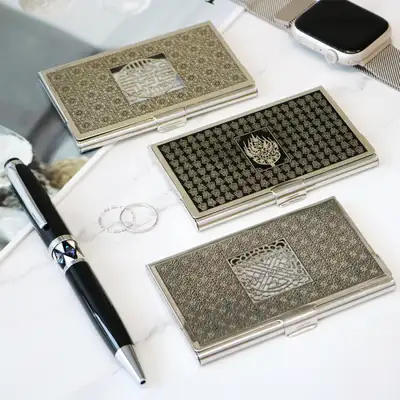 Traditional Elegance (2-Piece Set) Metal Business Card Case + Gift Pen