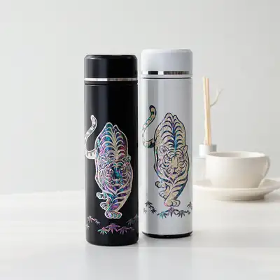 螺鈿漆器虎紋不鏽鋼貝殼杯500ml