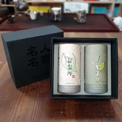 Green Tea Gift Set (Pre-Grain Rain Premium Green Tea + Persimmon Leaf Tea) Lunar New Year Holiday Gratitude Gift