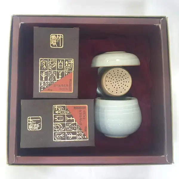Organic Ujeon Green Tea 80g with Single-Serve Tea Set Gift Package