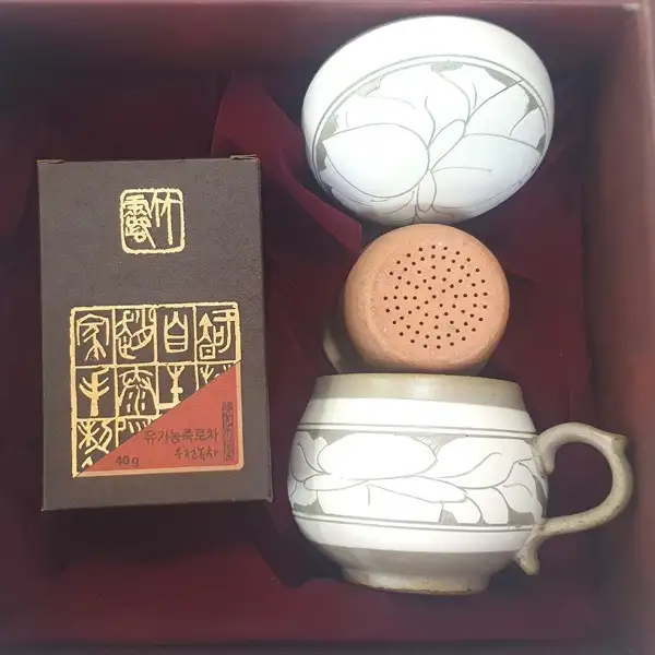 Green Tea Brewing Set Gift Set Peony Single-Person Tea Set Jo Tae Yeon-ga Organic Pre-Grain Tea