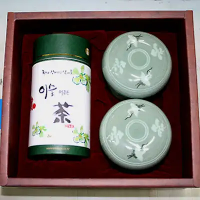 無農薬露茶ギフトセット-夫婦茶器(1人用茶器2個+25g)/アジサイ甘露茶