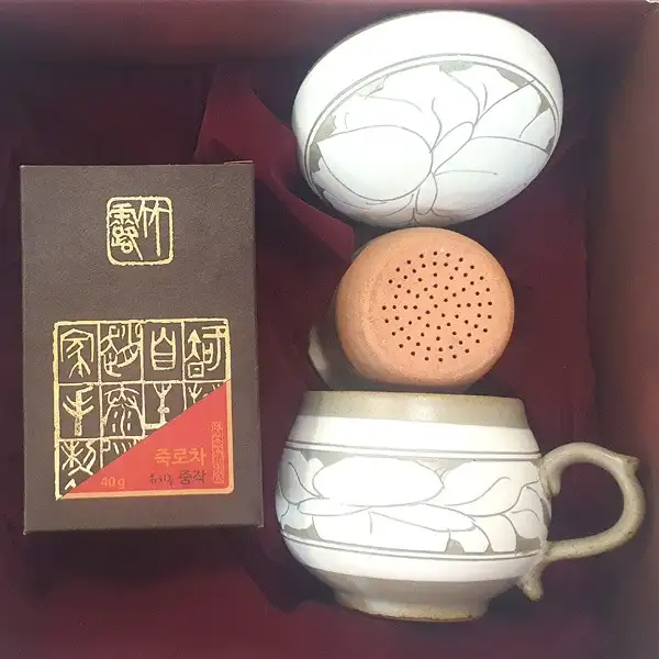 Green Tea Tea Set Gift Set Peony Pattern Single-Serving Tea Set Jo Tae-yeon House Organic Medium Harvest