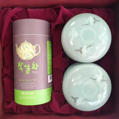 Couple's Tea Set with Jeongseon Green Tea - Celadon Teaware Premium Grade