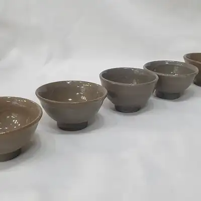 Mungyeong Wood-Fired Kiln Tea Cups Set of 5 with Optional Teapot