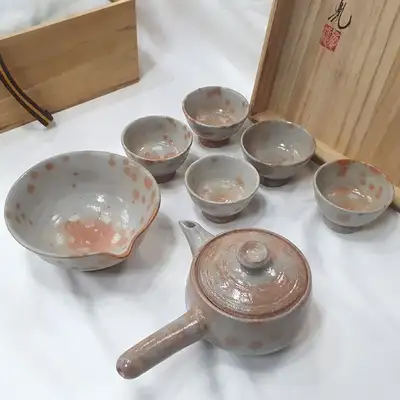 Momiji 5-Person Tea Set - Premium Traditional Korean Tea Service by Cheon Han-bong, Intangible Cultural Property of Korea