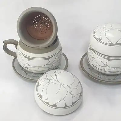 Peony Pattern Couple Tea Set 2 Single Cups