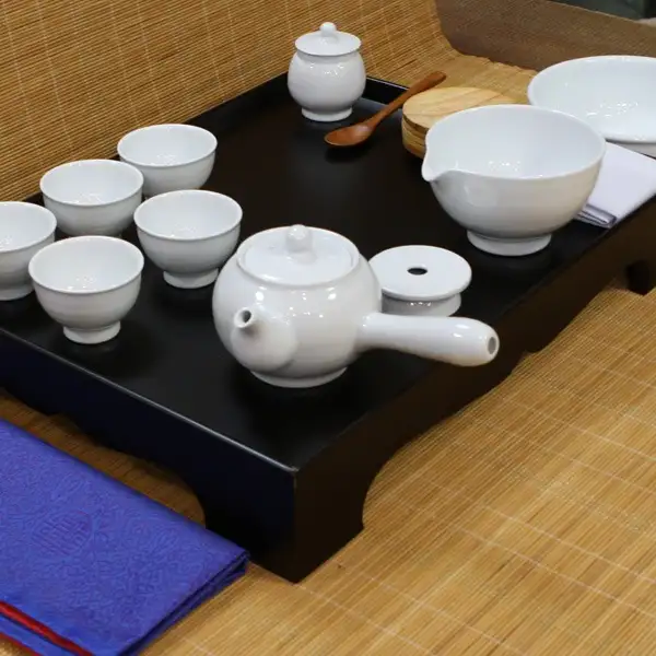 Tea Ceremony Educational Tea Set - Premium White Porcelain 5-Person Tableware Set for Classroom Instruction