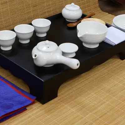 Children's Tea Ceremony Class Educational Tea Table White Ceramic 3-Person Full Tea Set