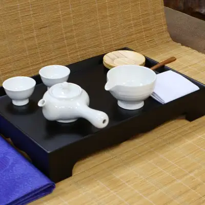 Educational Tea Ceremony Set for Kindergarten and Elementary School - White Porcelain 2-Person Tea Set with Table