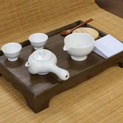 Kindergarten and Lower Elementary Tea Ceremony Class Antique Tea Table White Porcelain 2-Person Tea Set Educational Tea Ceremony Set