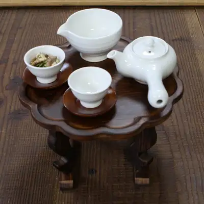 White Ceramic Tea Set for 1-2 People, Recommended for Kindergarten Tea Ceremony Classes - Includes Saucer and Small Table
