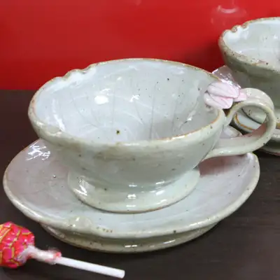 蓮花カップセット(大)-カップ1/受け皿1/シッケ/スープカップ/ティーカップセット