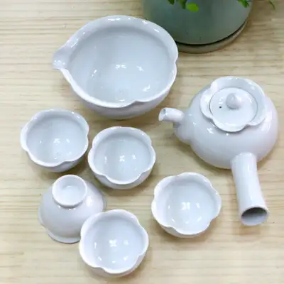 高級白磁蓮葉5人茶器セット