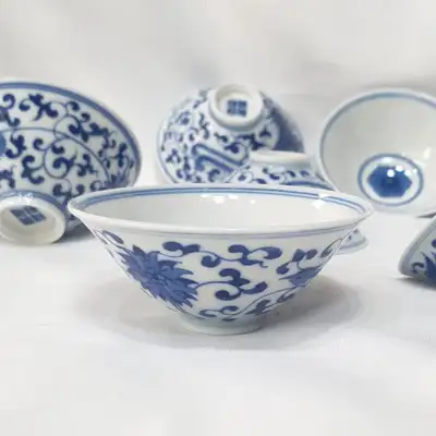 Jingdezhen Blue and White Porcelain Cloud and Dragon Tea Cup Set - Premium Gift