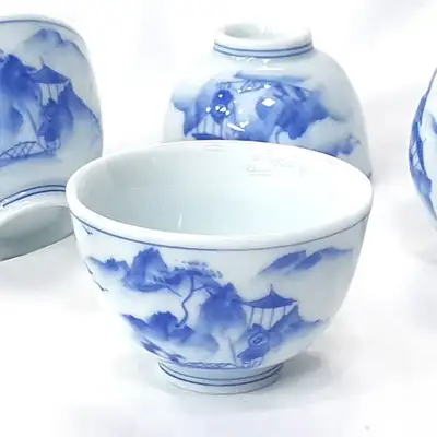 Blue and White Porcelain Landscape Tea Cup 1pc Pu-erh Tea Brewing Cup