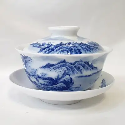 高級青花蓋碗 新3号 中国蓋碗配