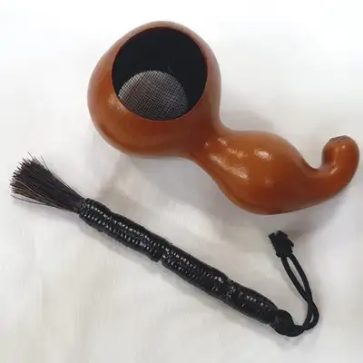 Artisan-Crafted Bottle Gourd Horsehair Matcha Whisk and Cleaner Brush 2-Piece Set Premium Gift