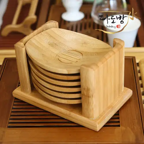 Bamboo Tea Cup Coasters 6-Piece Set