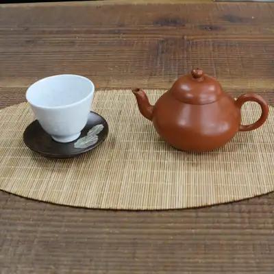 Natural Bamboo Tea Mat - Oval Table Placemat for Tea Tables
