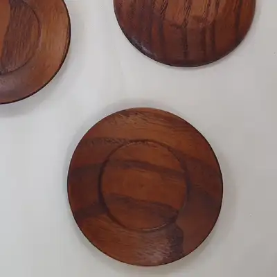Solid Wood Tea Cup Coaster Small (7.5cm) Jade Wood Teacup Stand Single Piece