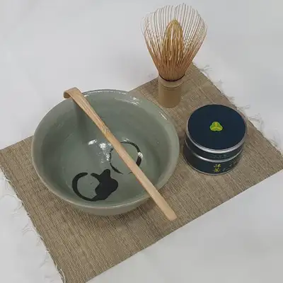 Tatami-Style Tea Mat Table Runner Matcha Setting