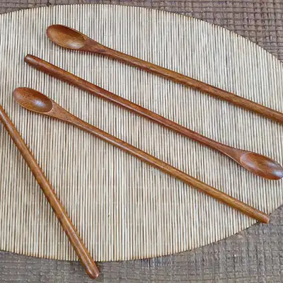 Jujube Wood Long-Handle Spoon 21 1pc/Multi-Purpose Teaspoon Utensil