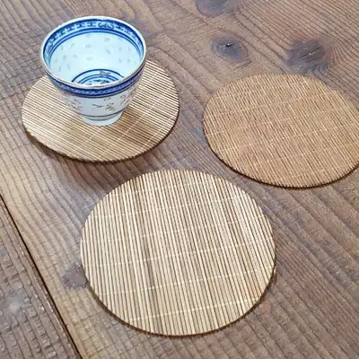 Bamboo Paw-Shaped Tea Cup Coaster 9.5cm Teacup Mat 1pc