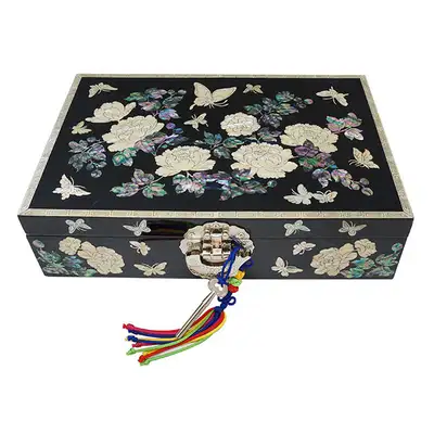 Rectangular Size 9 Single-Tier Jewelry Box - Peony Blue
