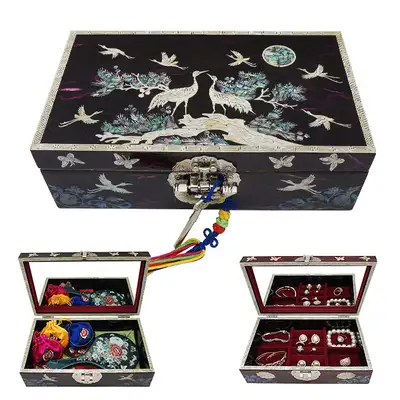 Rectangular Size 8 Single-Tier Jewelry Box - Pine and Crane Purple