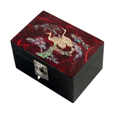 Jik Jewelry Box (Medium) - Crane and Pine (Red)