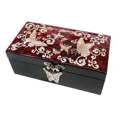 Round Rolling Jewel Box - Butterfly (Red)