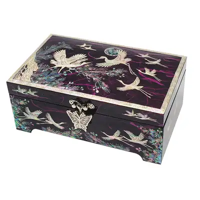 No. 6 Single-Tier Jewelry Box - Pine and Crane Purple