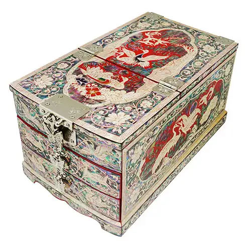 螺鈿鏡台(大)- 松鶴(赤)