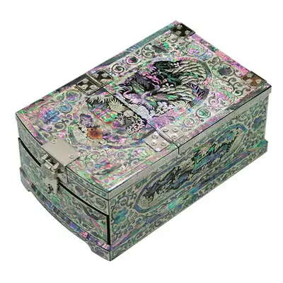 貝殻細工鏡台（小）- 松鶴（黒）