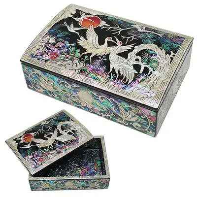 分離型彩色名刺入れ 中 松鶴1 黒