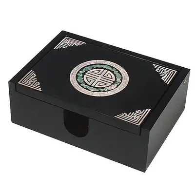 一体型名刺入れ 黒色 伝統文様