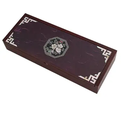 螺鈿漆器 韓紙 筆筒 八角梅花 補
