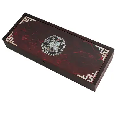 螺鈿漆器 韓紙 筆筒 八角梅花 赤色