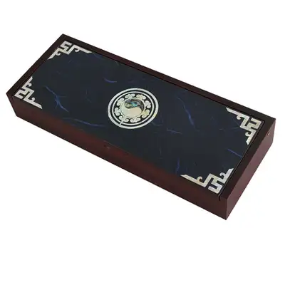 螺鈿漆器 韓紙 筆箱 太極 青