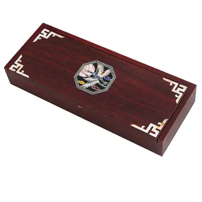 螺鈿漆器 象嵌 筆函 八角松鶴
