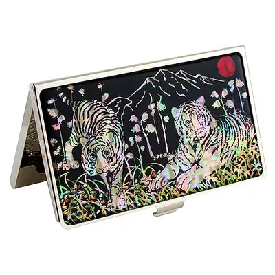 螺鈿漆器 名刺ケース 白虎