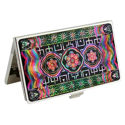 螺鈿漆器 名刺入れ 瓦単青
