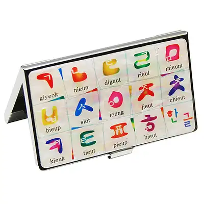 螺鈿漆器 名刺ケース ハングル2 ホワイト