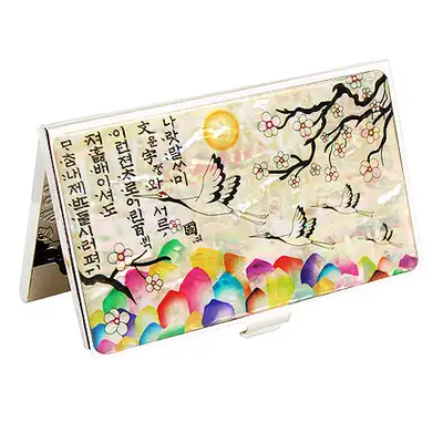 螺鈿漆器 名刺ケース 梅松鶴 白