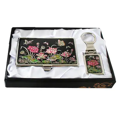 螺鈿名刺ケース2種キーホルダー 蓮花