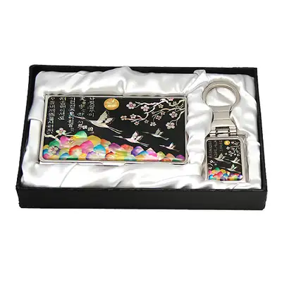 螺鈿名刺ケース2種 梅松鶴 黒
