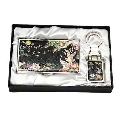 螺鈿名刺ケース2種セット 鴛鴦と松鶴