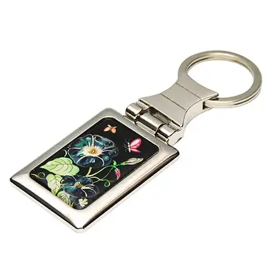 贝壳工艺方形钥匙扣 牵牛花
